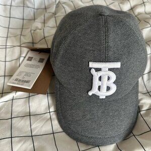 Men's grey and white cotton Burberry baseball cap